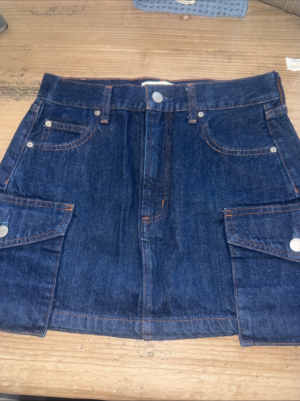 Denim Forum Dark Blue Cargo Pocket Mini Skirt